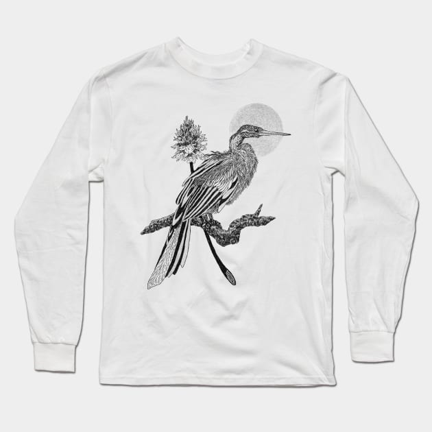 African darter bird Long Sleeve T-Shirt by Heymerac